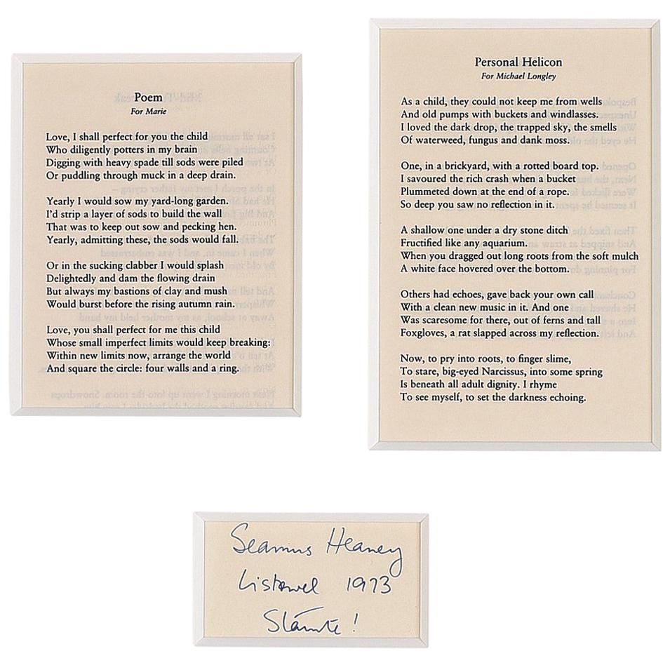 Seamus Heaney 'Poem for Marie & Personal Helicon for Michael Longley' For Sale