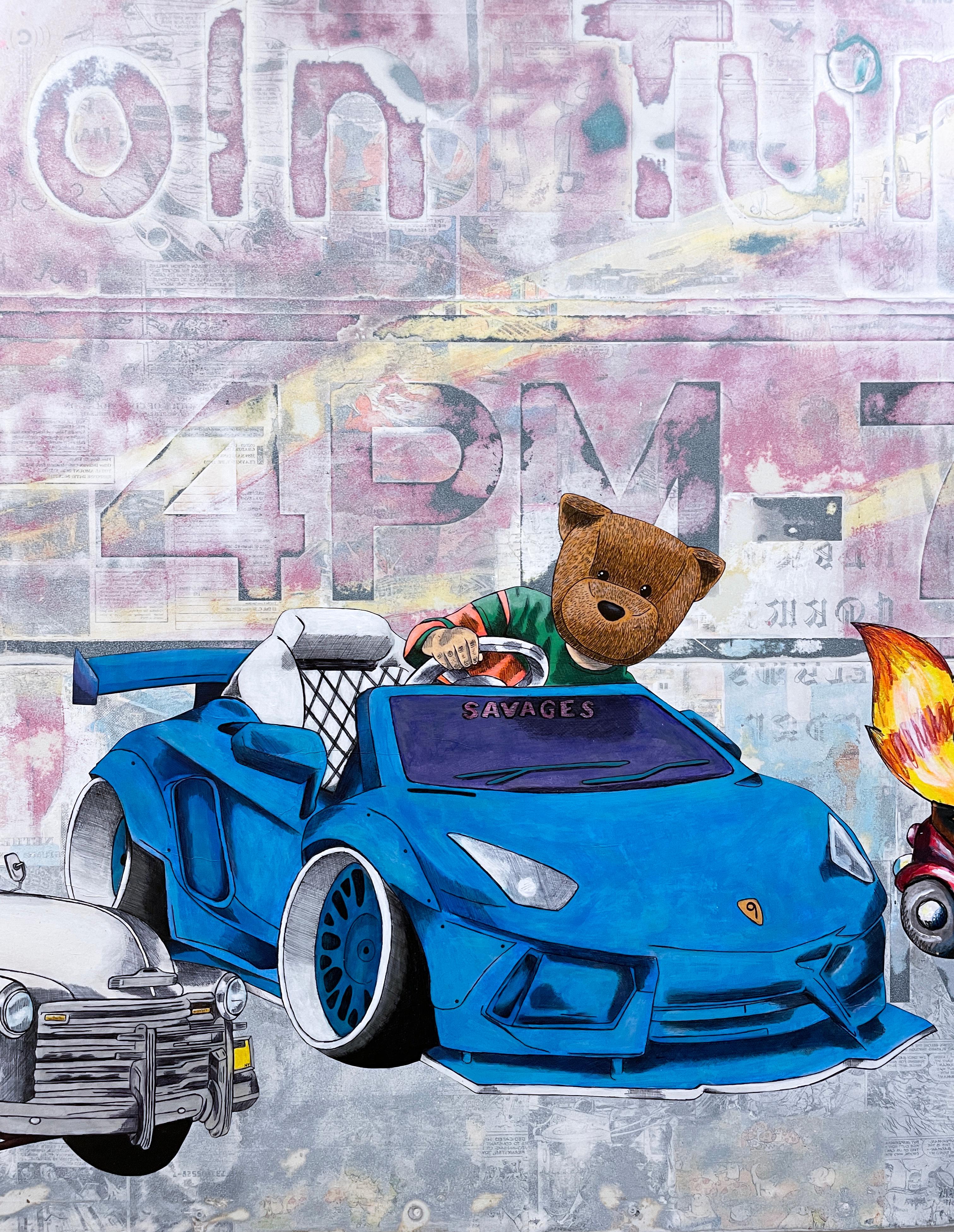 2 Fast 2 Furious, 2023, graffiti, urban, street art, mixed media on street sign 1