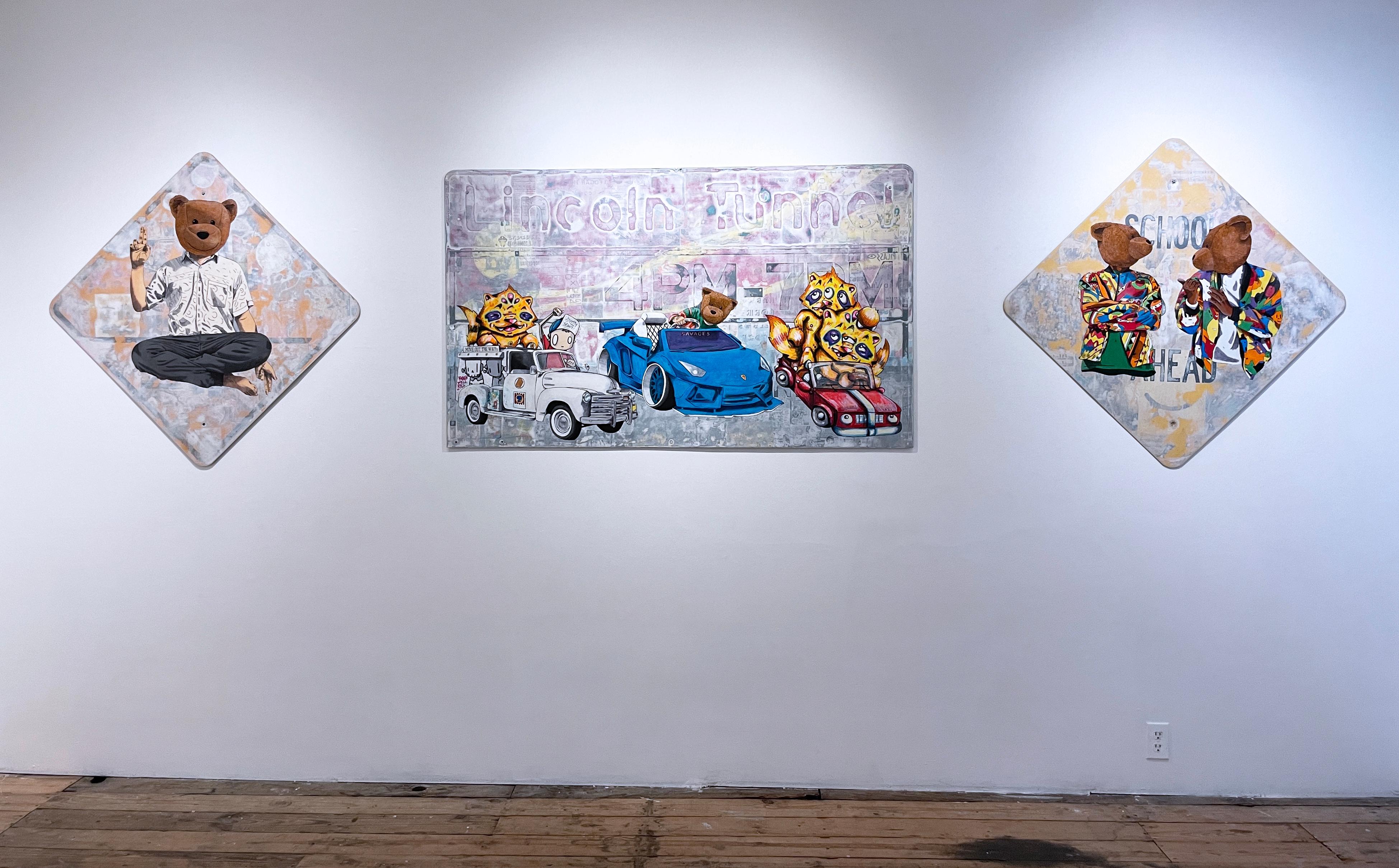 2 Fast 2 Furious, 2023, graffiti, urban, street art, mixed media on street sign 5