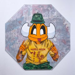 El Toro Loco, 2023, graffiti, urban street mixed media street sign S9L & El Toro