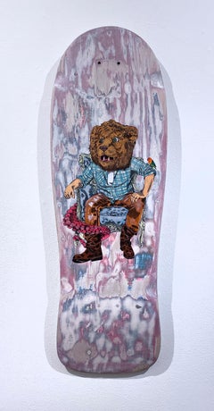 Octavius, 2020, graffiti urbain street art mixte skateboard lion wheatpaste