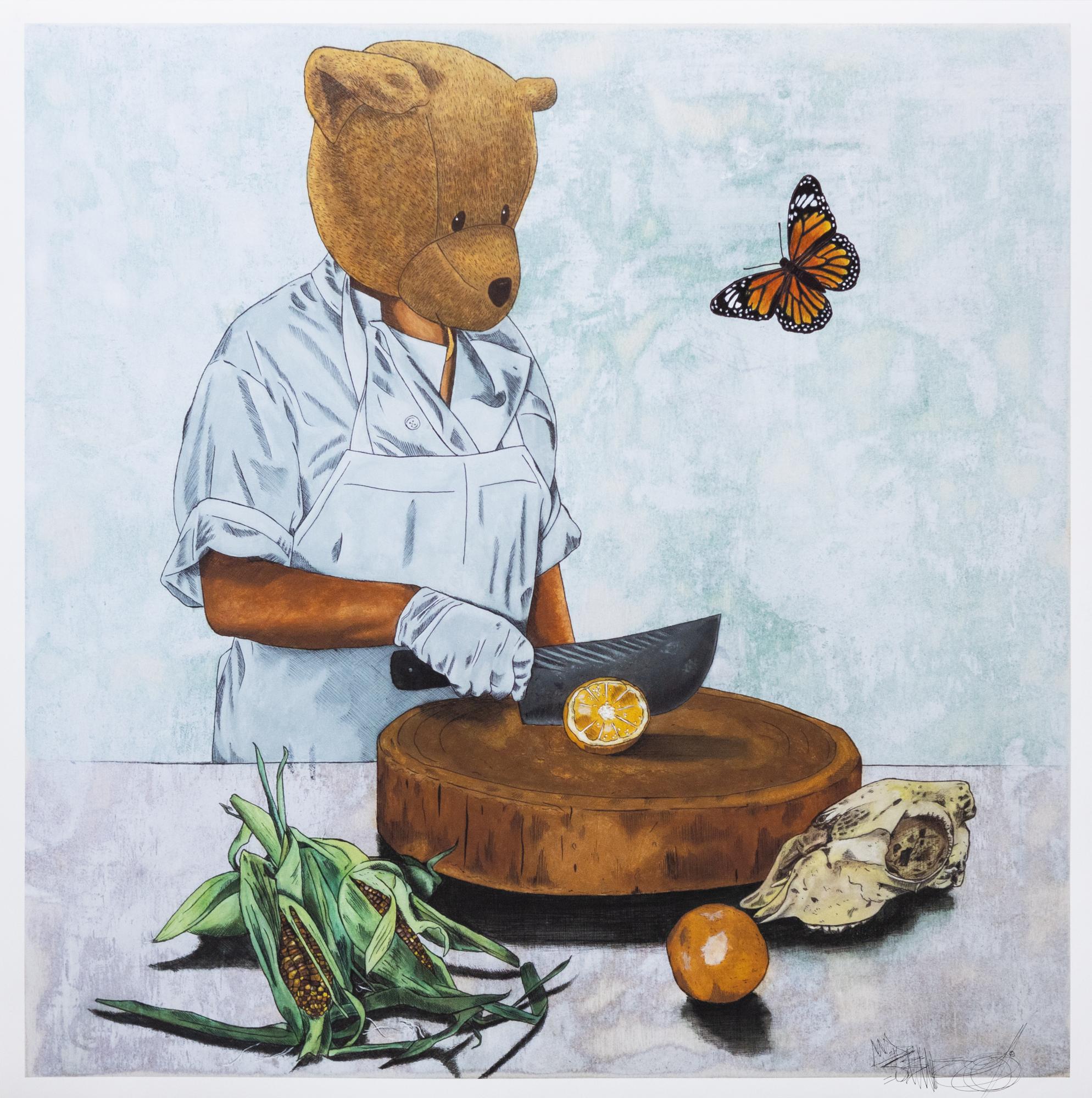 "Mariposa III (Hand-Embellished Cristina Print)", Illustration, butterfly, food