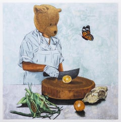 "Mariposa VII (imprimé Cristina embelli à la main), illustration, papillon, nourriture