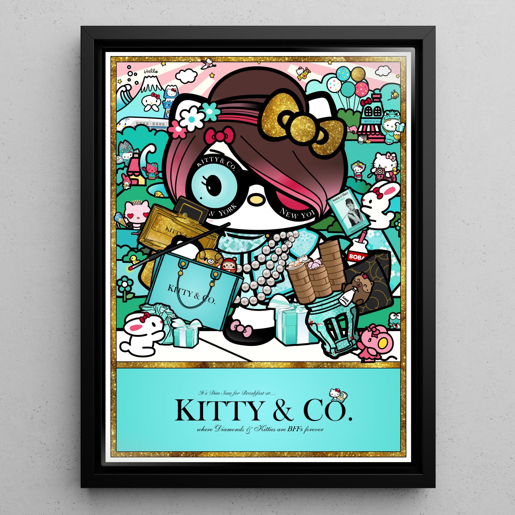 Sean Danconia Figurative Painting - Hello Kitty - Kitty & Co - Hand Embellished