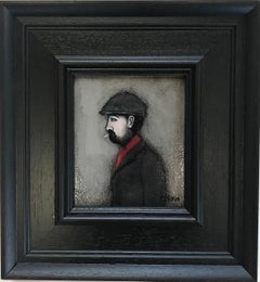 The Man with the Red Scarf and Cap by Sean Durkin, Folk art, Original art.