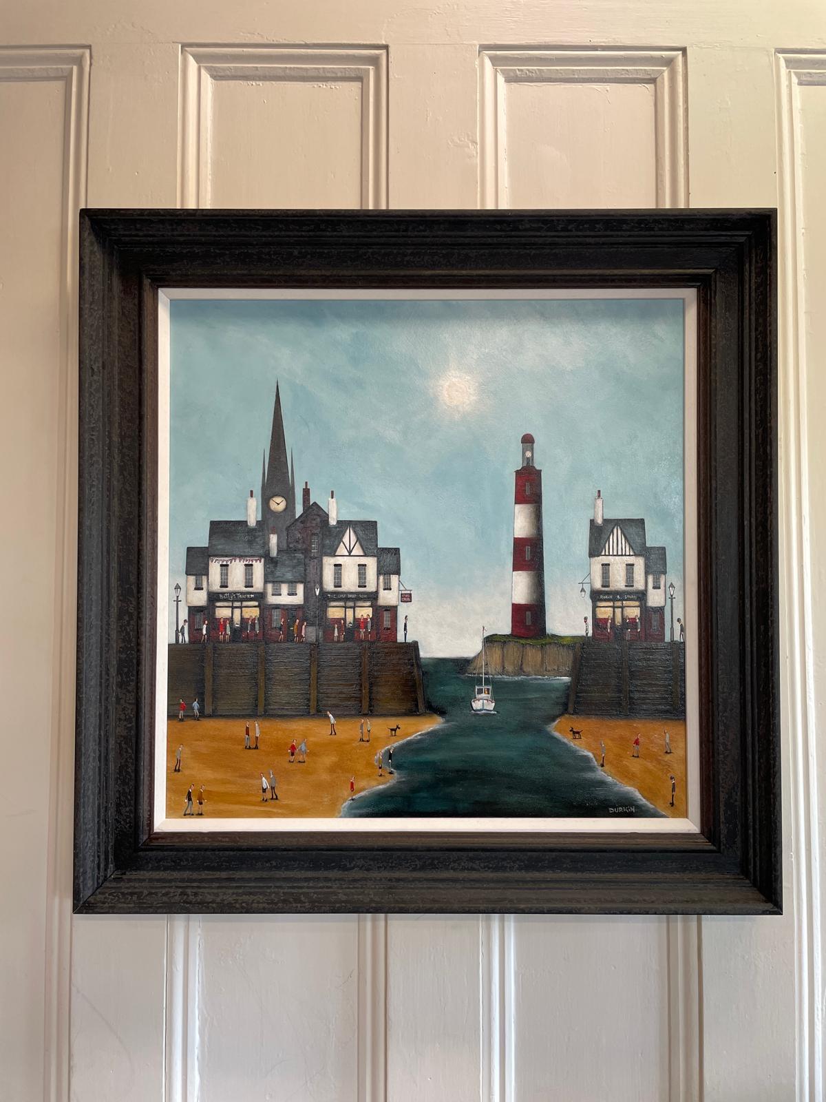 Betty's tearoom original painting by Sean Durkin, displaying a seascape town with people walking and shopping. 

ADDITIONAL INFORMATION:

Oil Paint on Board

76 H x 76 W x 5 D cm (29.92 x 29.92 x 1.97 in)

Sold framed

Image size: 
Height: 58cm