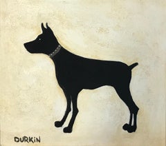 Schwarzer Hund I von Sean Durkin, Hundekunst, Tiermalerei, Impressionist 