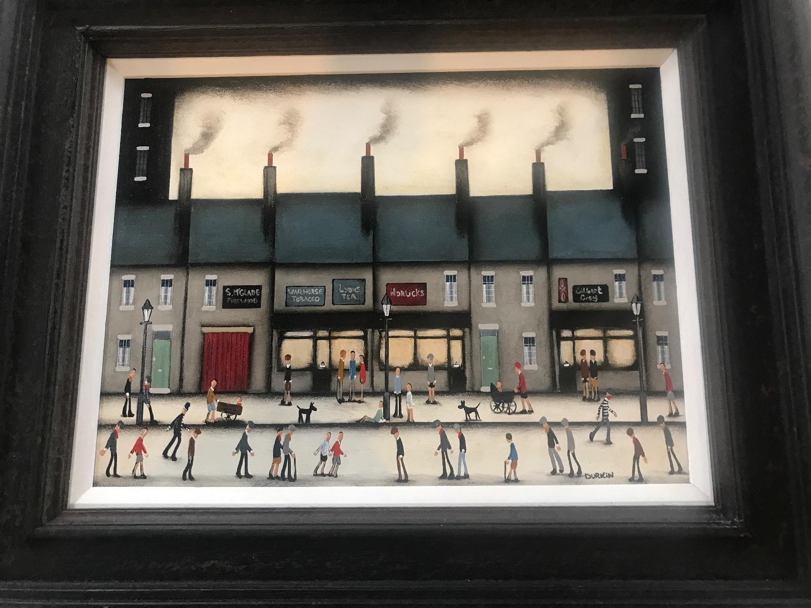 
Oil painting by Sean Durkin of a high street scene showing a busy day shopping.  It depicts an old town image with smokey chimney stacks.

ADDITIONAL INFORMATION:

Busy High Street by Sean Durkin

Original Oil Painting

Oil on Panel

Complete size