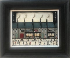Used Busy High Street, Original Oil Painting, Cityscape Art, Figurative