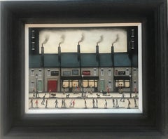 Calle Mayor Ocupada, Pintura al Óleo Original, Arte Paisaje Urbano, Figurativo