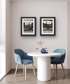 Market Day and Bustling Street VI Lowry Style Painting, Industrial Cityscape Art