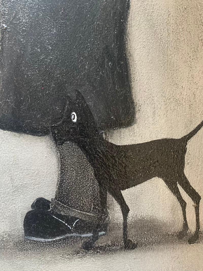 Original still-life painting with a black dog.
Discover original Sean Durkin paintings online with Wychwood Art and in their Oxfordshire Art Gallery. Full of irony and narrative, Sean Durkin’s work is simultaneously playful and powerful. Now an