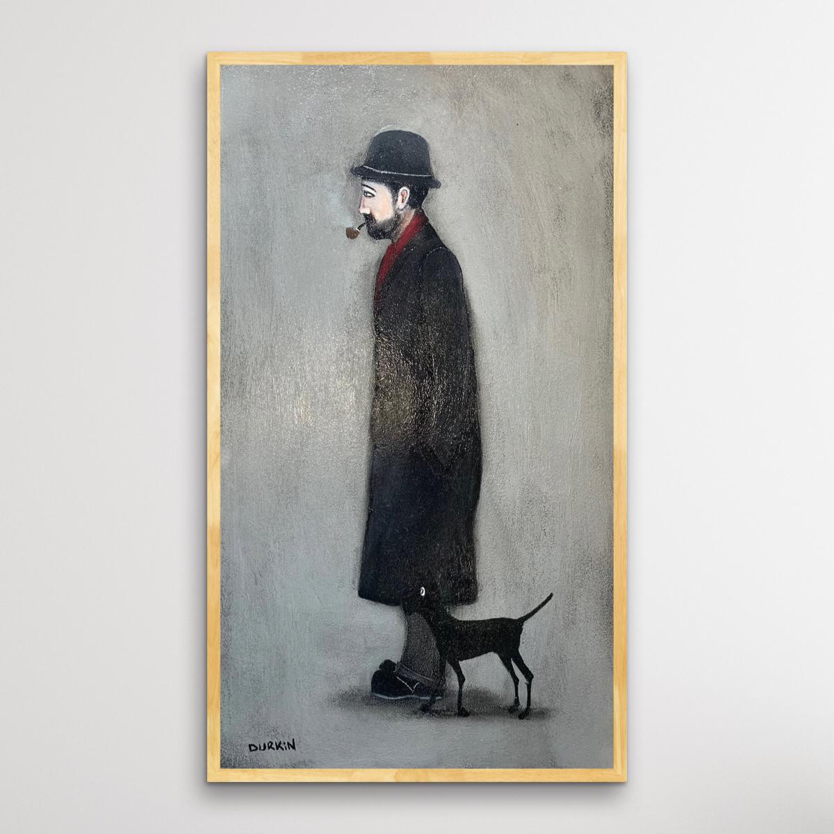 One Man and His Dog, after Lowry art, dog art, matchstick people art For Sale 1