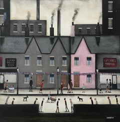 Sean Durkin, Bustling High Street II, Original Oil Painting, Contemporary Art