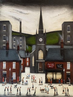Sean Durkin, Village Life III, Original Cityscape Painting, Affordable Art