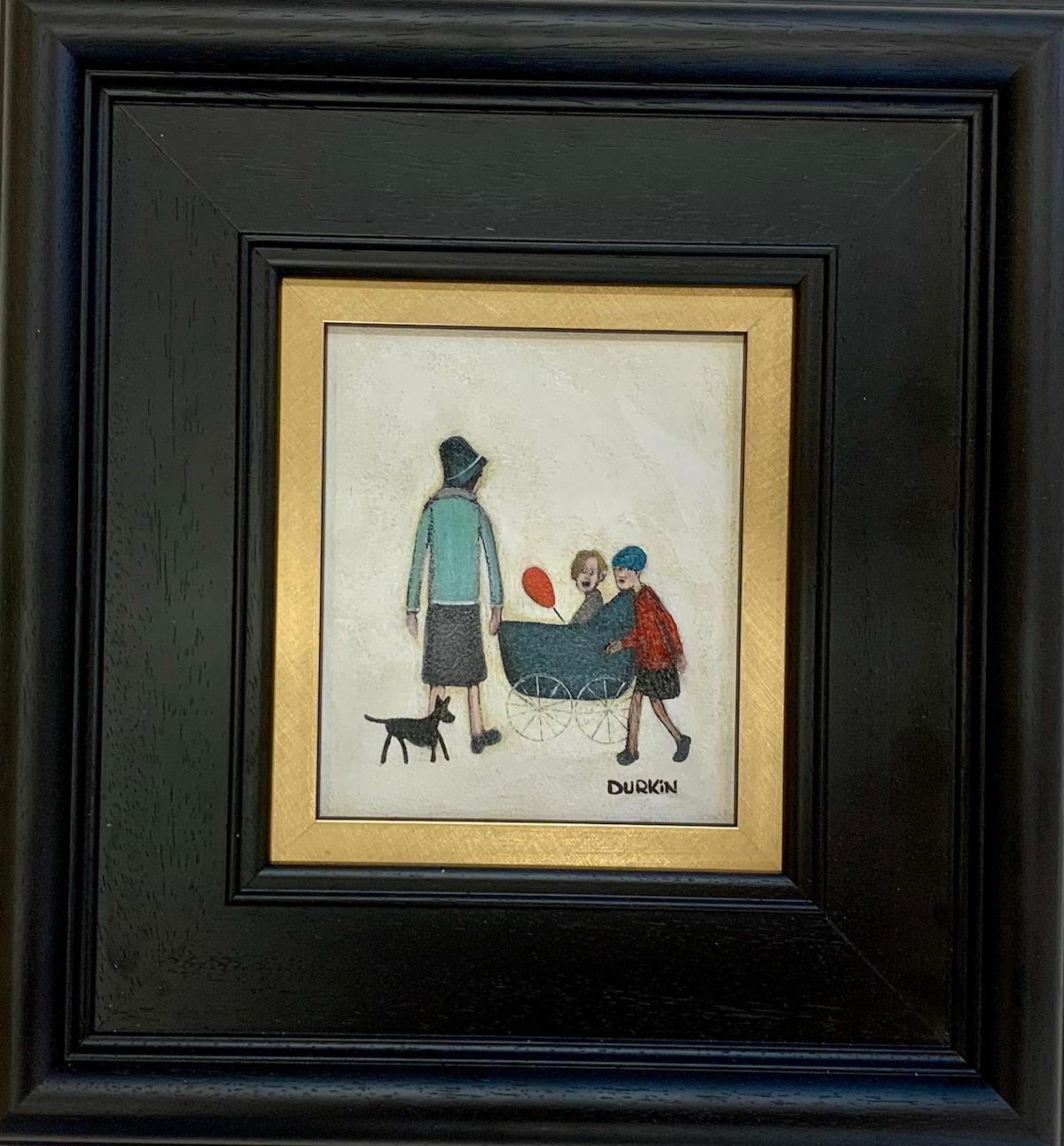 Woman with 2 Children and Dog - Painting by Sean Durkin