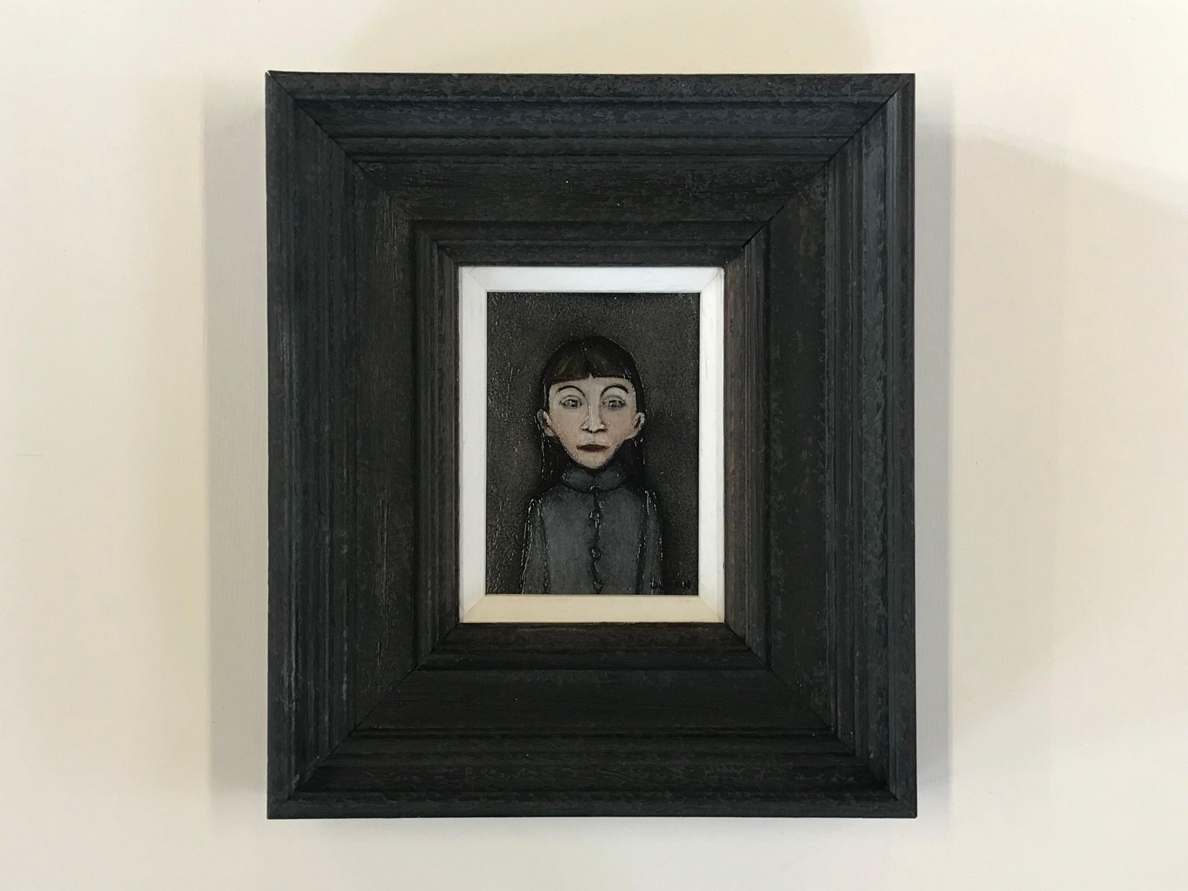 Junges Mädchen in grauer Jacke, Porträt, impressionistisch, Mädchen  (Impressionismus), Painting, von Sean Durkin