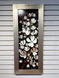 Sean Farrell, "A Flurry of Dogwoods" 36x12 Realism White Floral Oil Painting