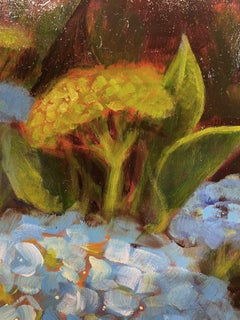 Sean Farrell, "Blue Hydrangea Bloom", 16x10 Floral Still Life Oil Painting