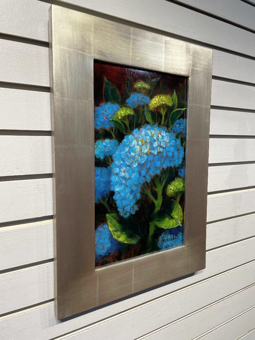 Sean Farrell, « Blue Hydrangea Bloom », peinture à l'huile - Nature morte florale 16x10  en vente 2
