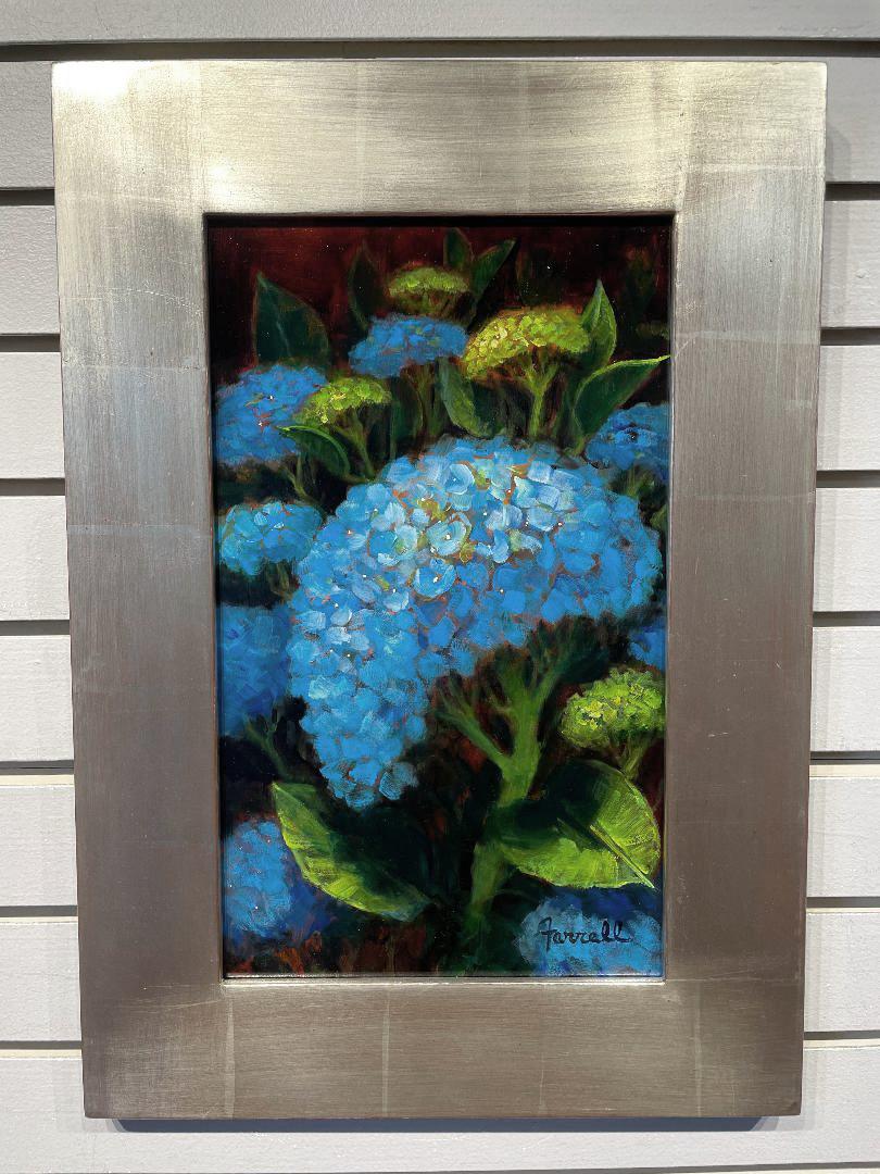 Sean Farrell, « Blue Hydrangea Bloom », peinture à l'huile - Nature morte florale 16x10  en vente 3