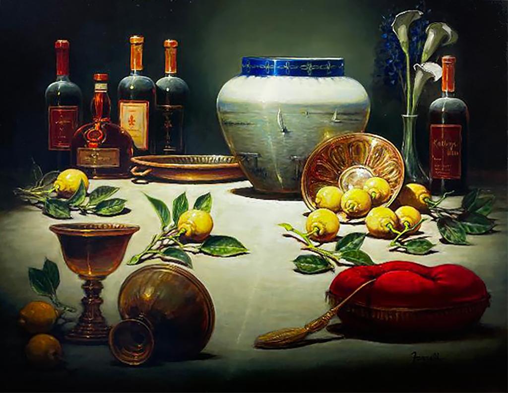 Sean Farrell, "Celebrating the Sail", 38x48 Still Life Oil Painting on Board