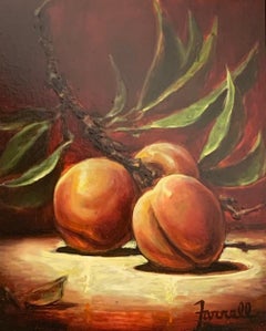 Sean Farrell, "Fresh Pick", 10x8 Peach Fruit Still Life Oil Painting on Board