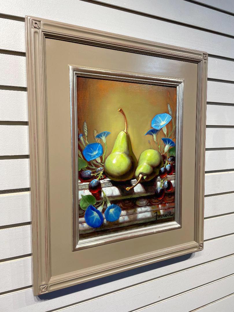 Sean Farrell, « Morning Glory », peinture à l'huile - Nature morte à fleurs de raisins, 16 x 12 cm en vente 2