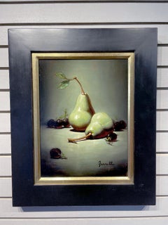 Sean Farrell, "Pears with Grapes", Fruit Still Life Oil Painting on Canvas