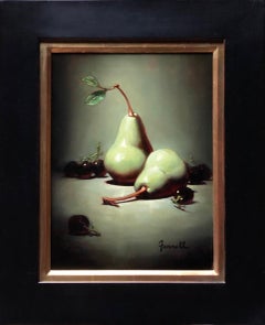 Sean Farrell, "Pears with Grapes", Fruit Still Life Oil Painting on Canvas