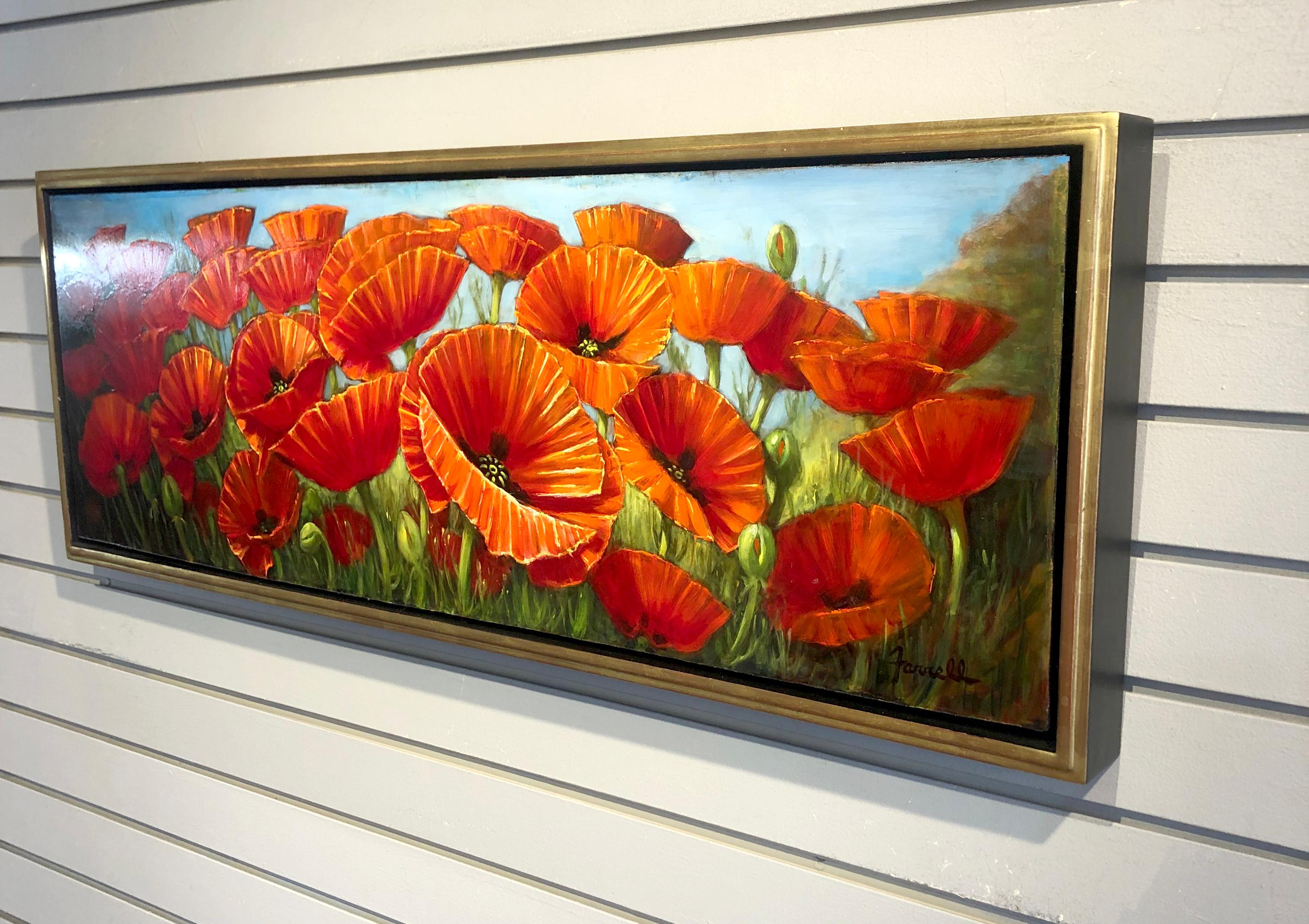 Sean Farrell, „Rote Mohnblumen in der Toskana“, 12x36 Blumenstillleben, Ölgemälde im Angebot 2