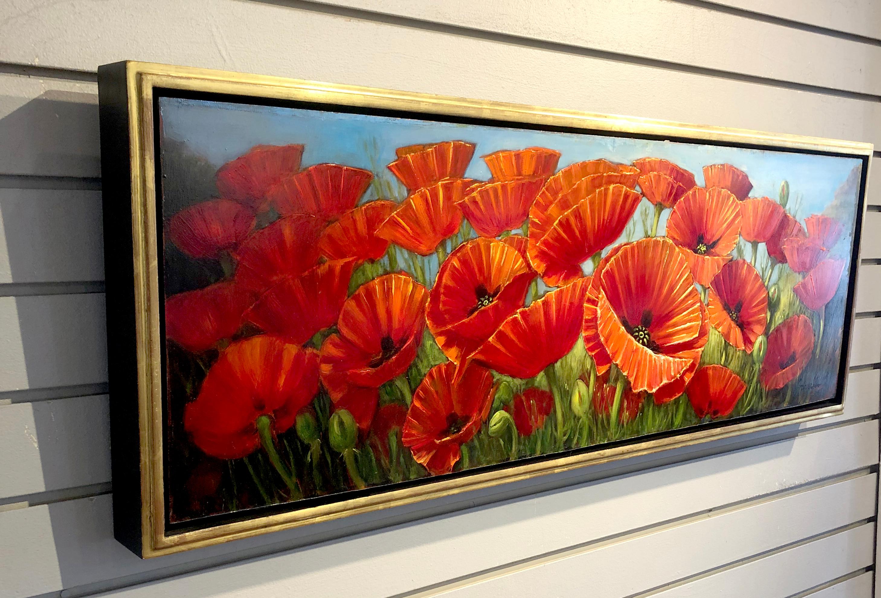 Sean Farrell, „Rote Mohnblumen in der Toskana“, 12x36 Blumenstillleben, Ölgemälde im Angebot 3