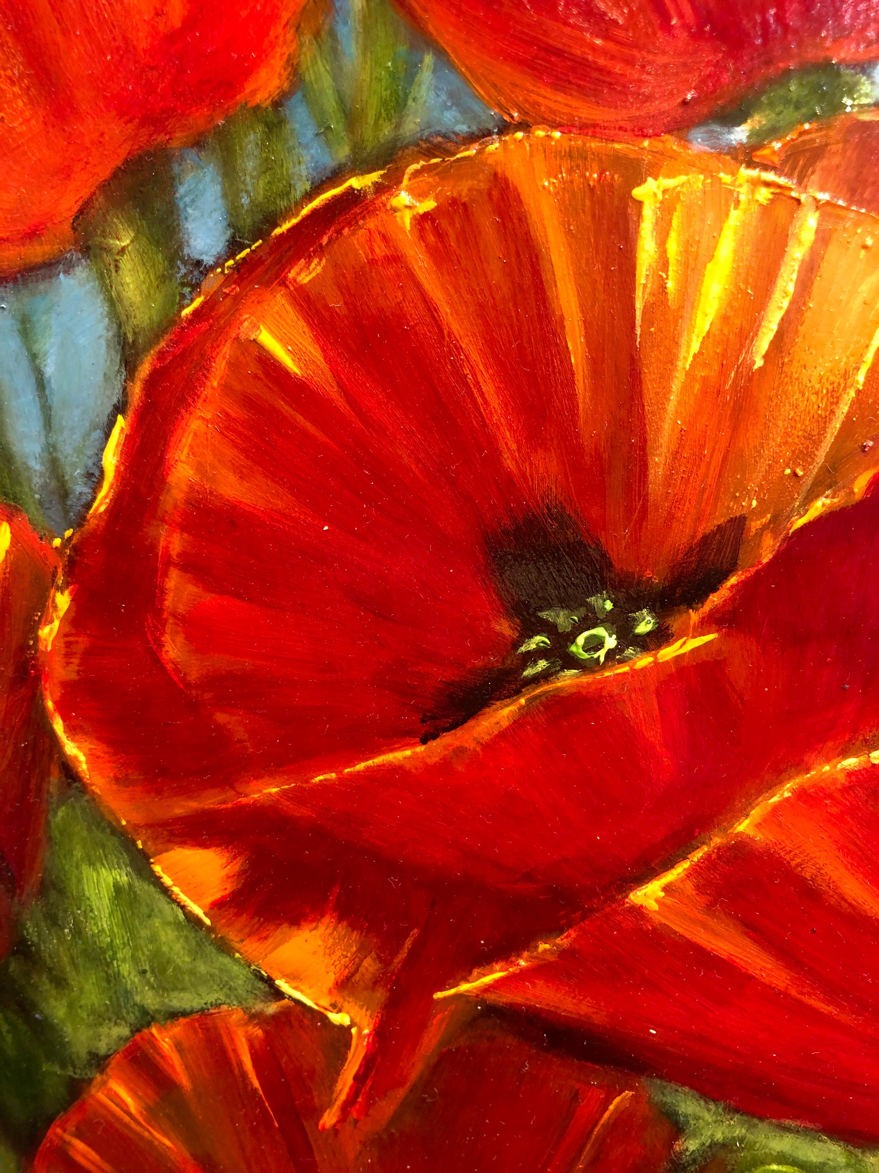 Sean Farrell, „Rote Mohnblumen in der Toskana“, 12x36 Blumenstillleben, Ölgemälde im Angebot 4