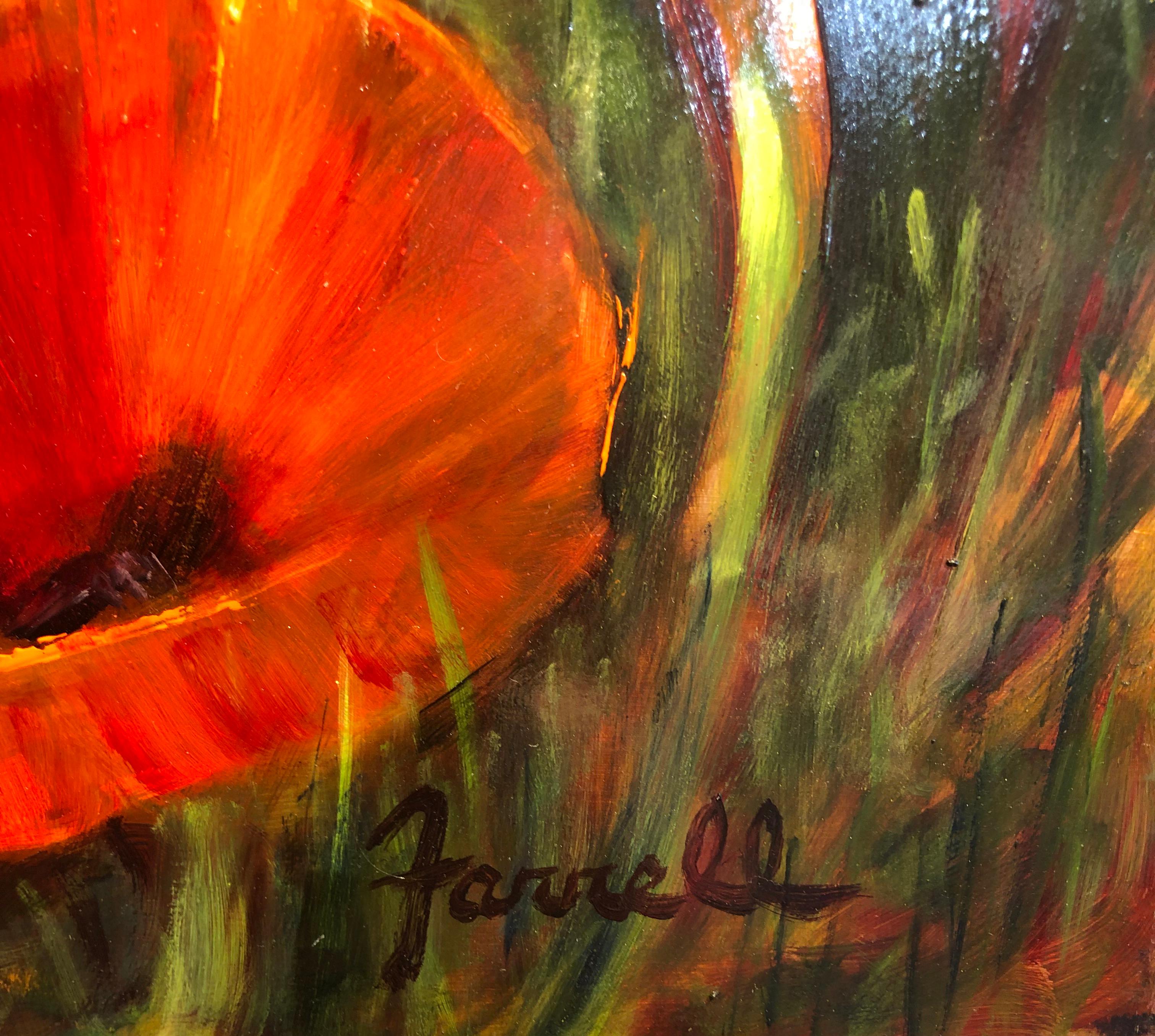 Sean Farrell, „Rote Mohnblumen in der Toskana“, 12x36 Blumenstillleben, Ölgemälde im Angebot 6