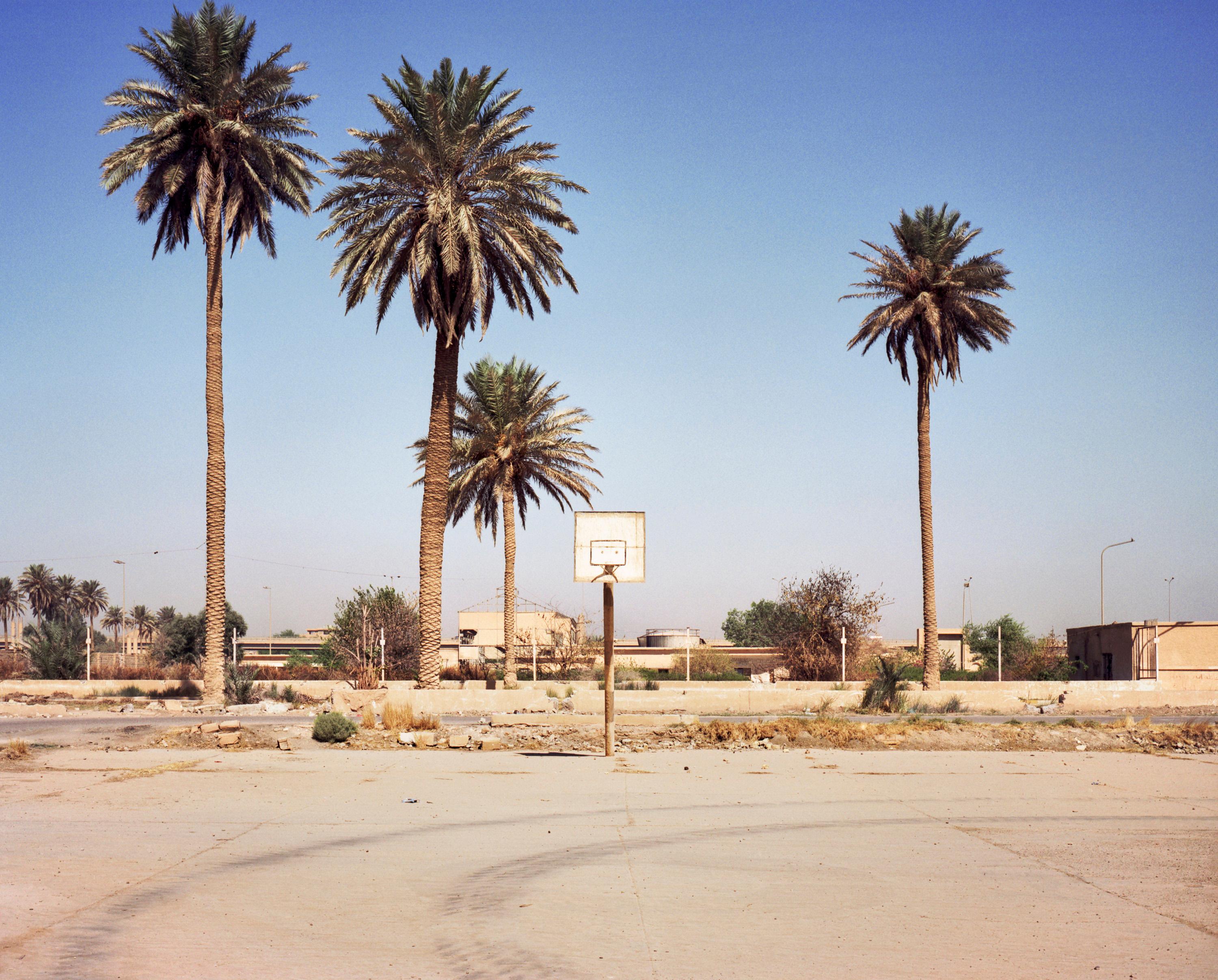 Sean Hemmerle Color Photograph - "Baghdad, Iraq, 2003" HOOPS basketball court limited edition photograph