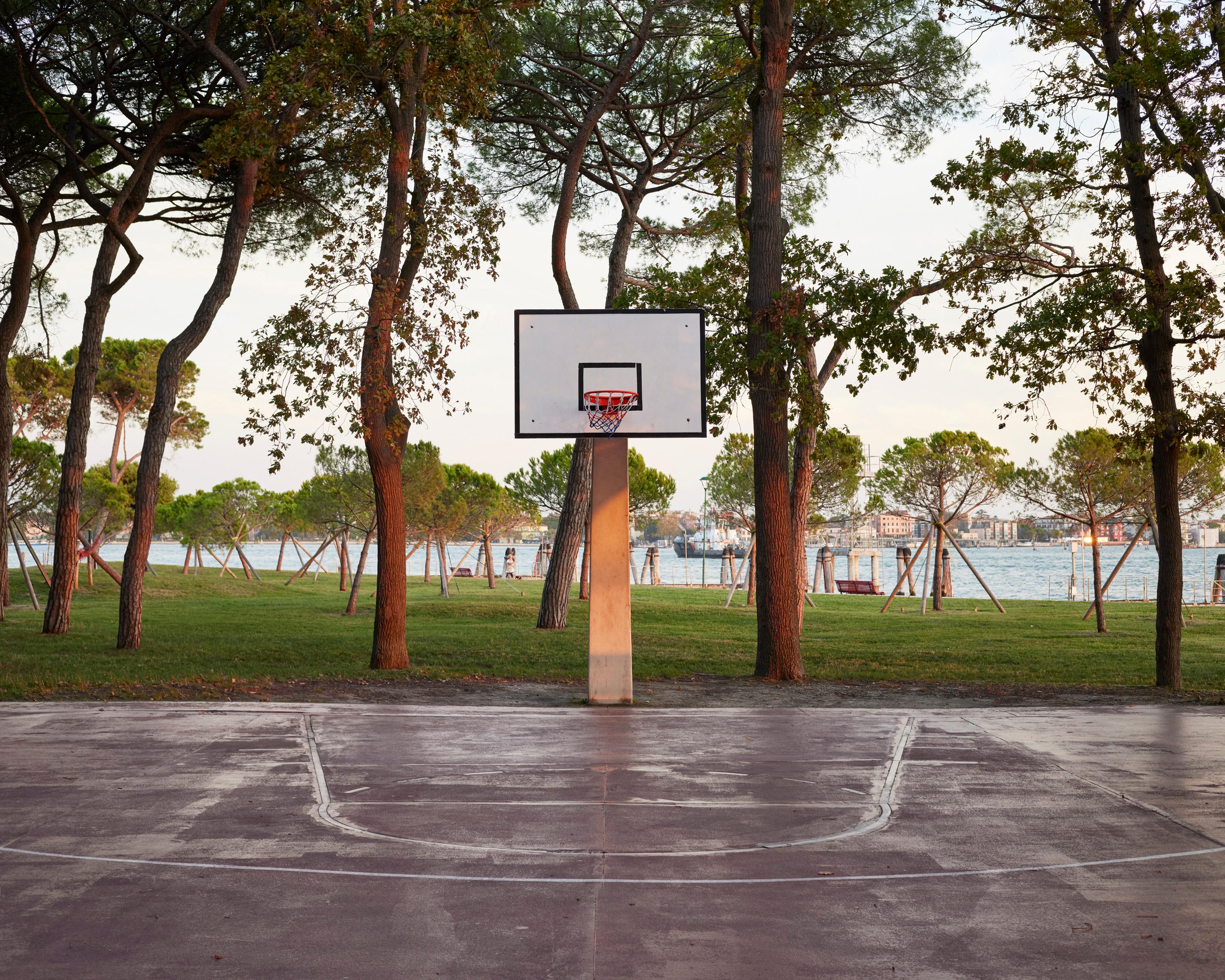 Sean Hemmerle Landscape Photograph - "Campa da Pallencestro, Venice, Italy, 2022" HOOPS basketball court photograph