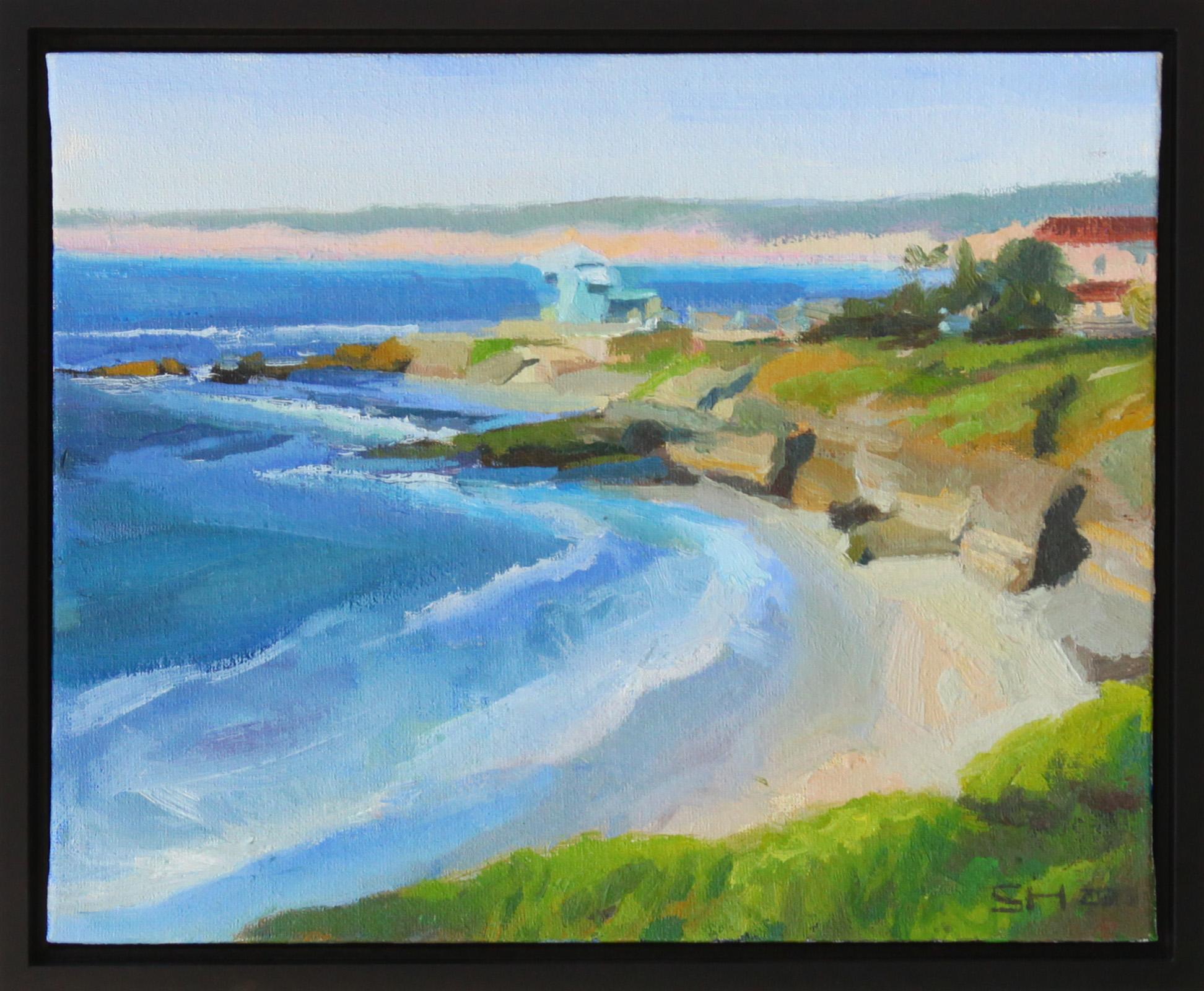 Sean Hnedak Landscape Painting - An Impressionist Oil on Canvas Seascape Painting, "Coastal Connection"