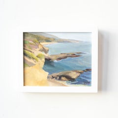 Peinture impressionniste à l'huile représentant un paysage marin, "Keyhole Arch" (arche en trou de serrure)