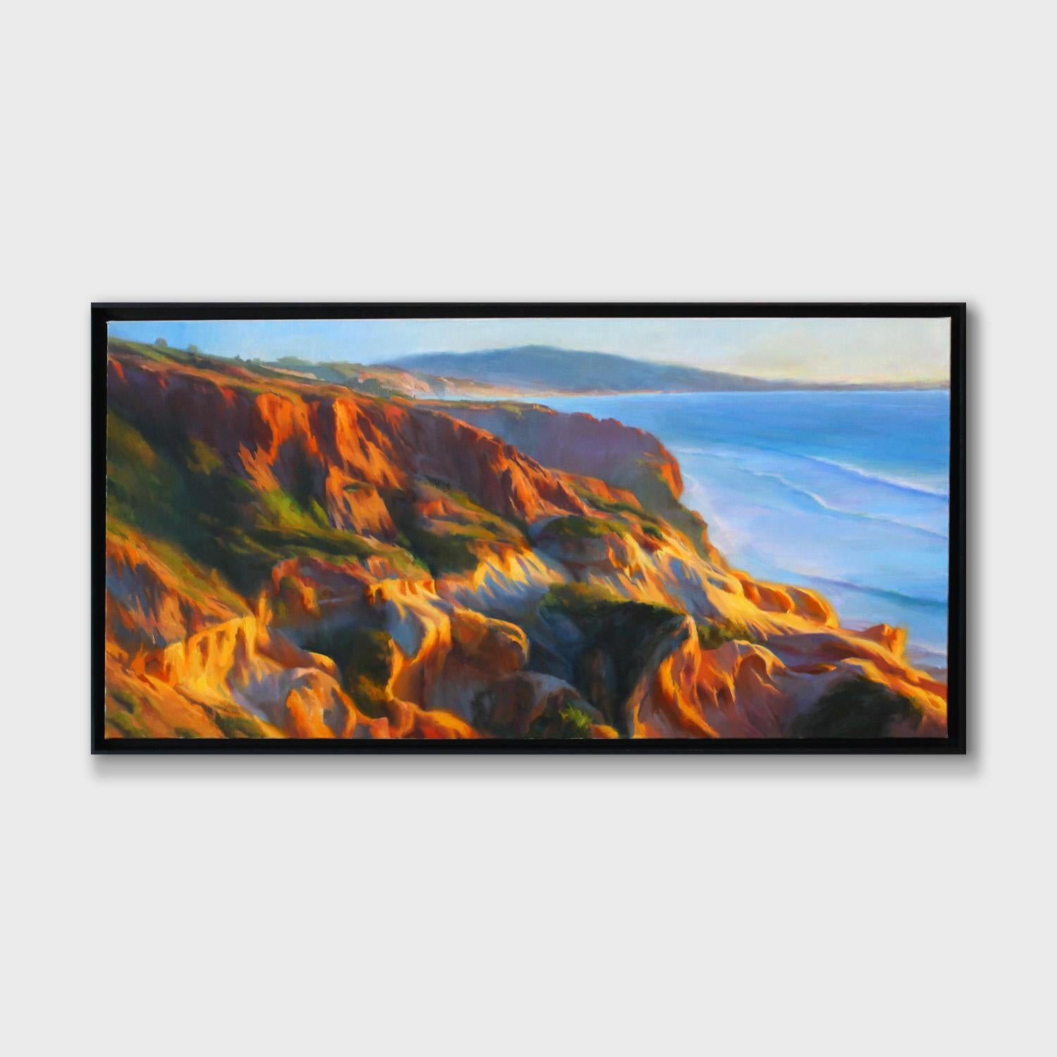 En Plein Air Meereslandschaft, „Torrey Pines Cliffs bei Sonnenuntergang“ – Painting von Sean Hnedak