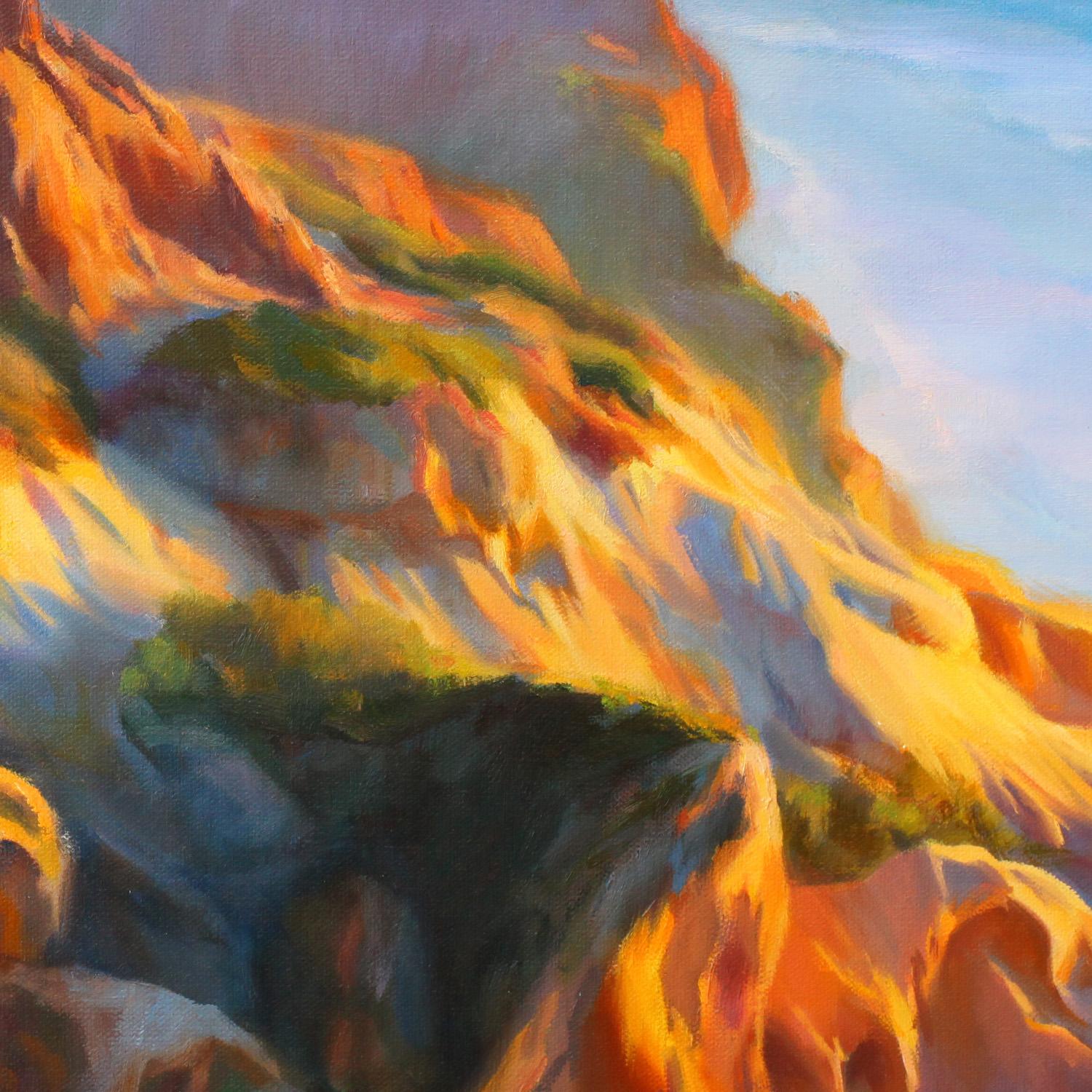 En Plein Air Meereslandschaft, „Torrey Pines Cliffs bei Sonnenuntergang“ (Schwarz), Landscape Painting, von Sean Hnedak