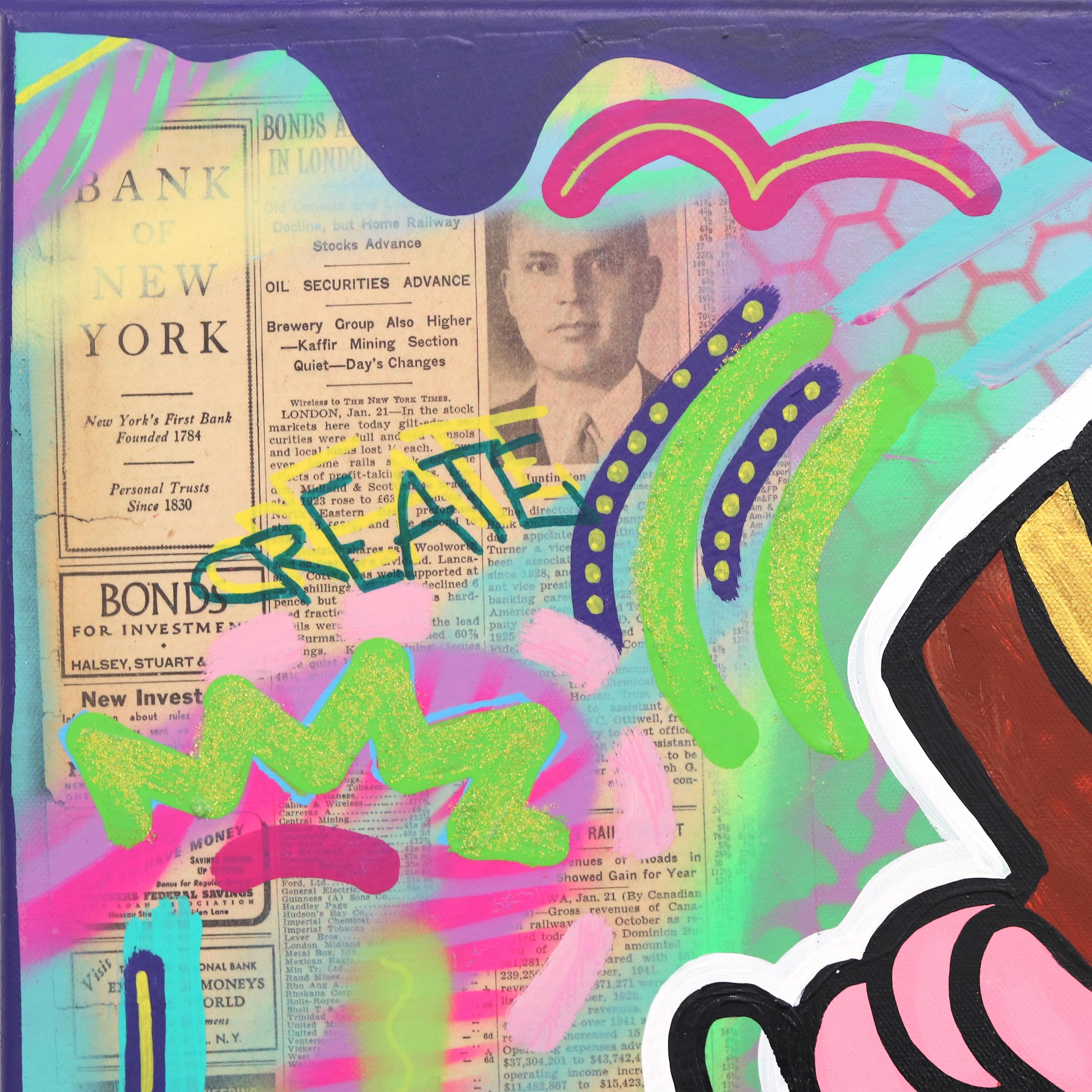Graffi panthère rose - Pop Art Mixed Media Art par Sean Keith