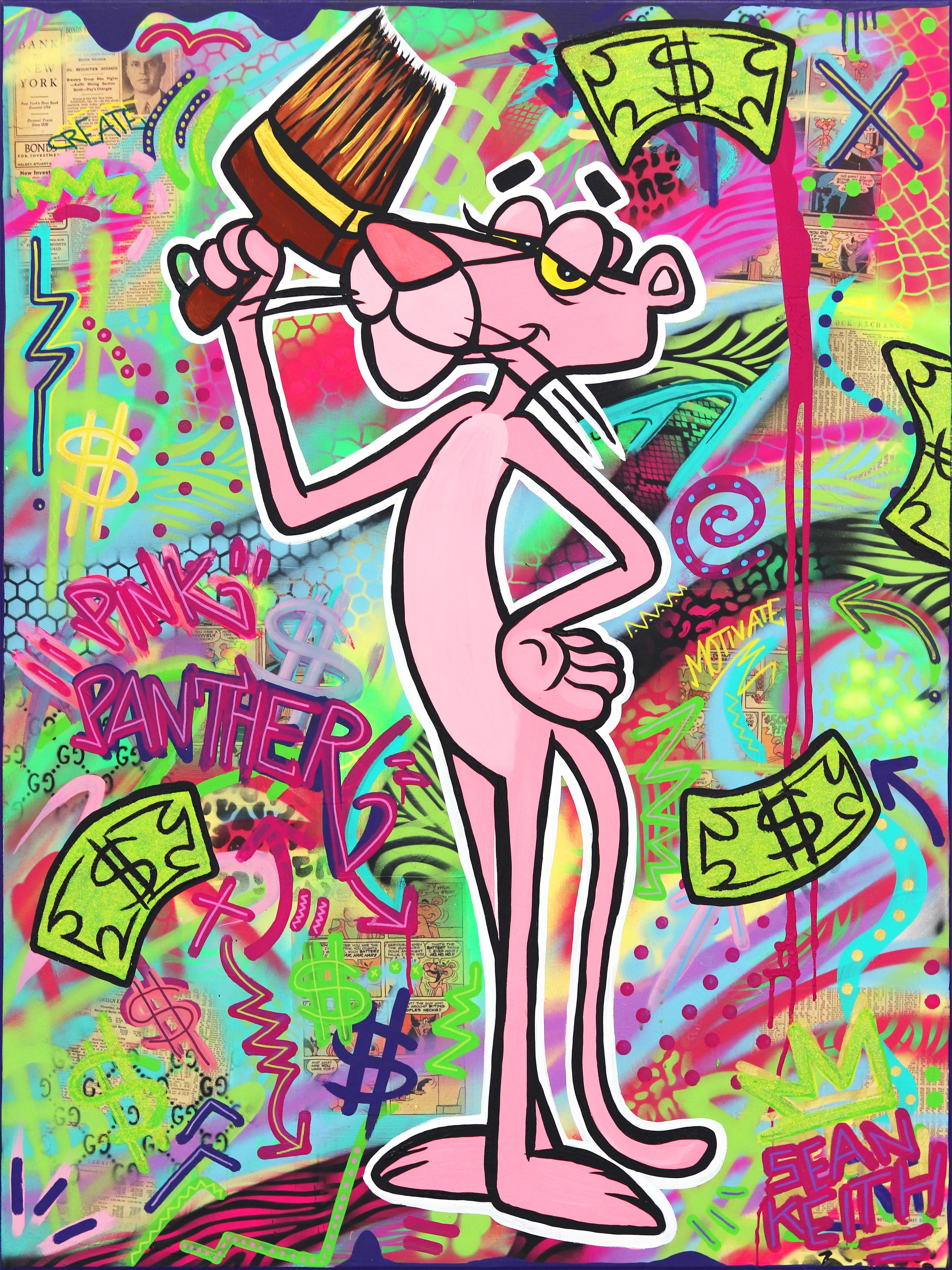 Pink Panther Graffi - Mixed Media Art by Sean Keith