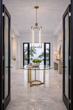 Sean Lavin “Kenway” LED Brass Pendant for Visual Comfort, Modern Geometric Chand