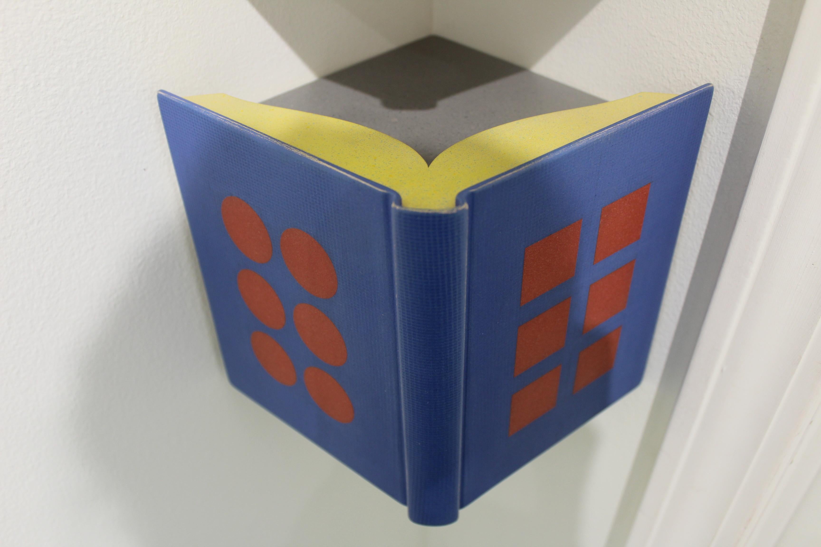Book in the Corner: Blue & Red - Sculpture by Sean O'Meallie