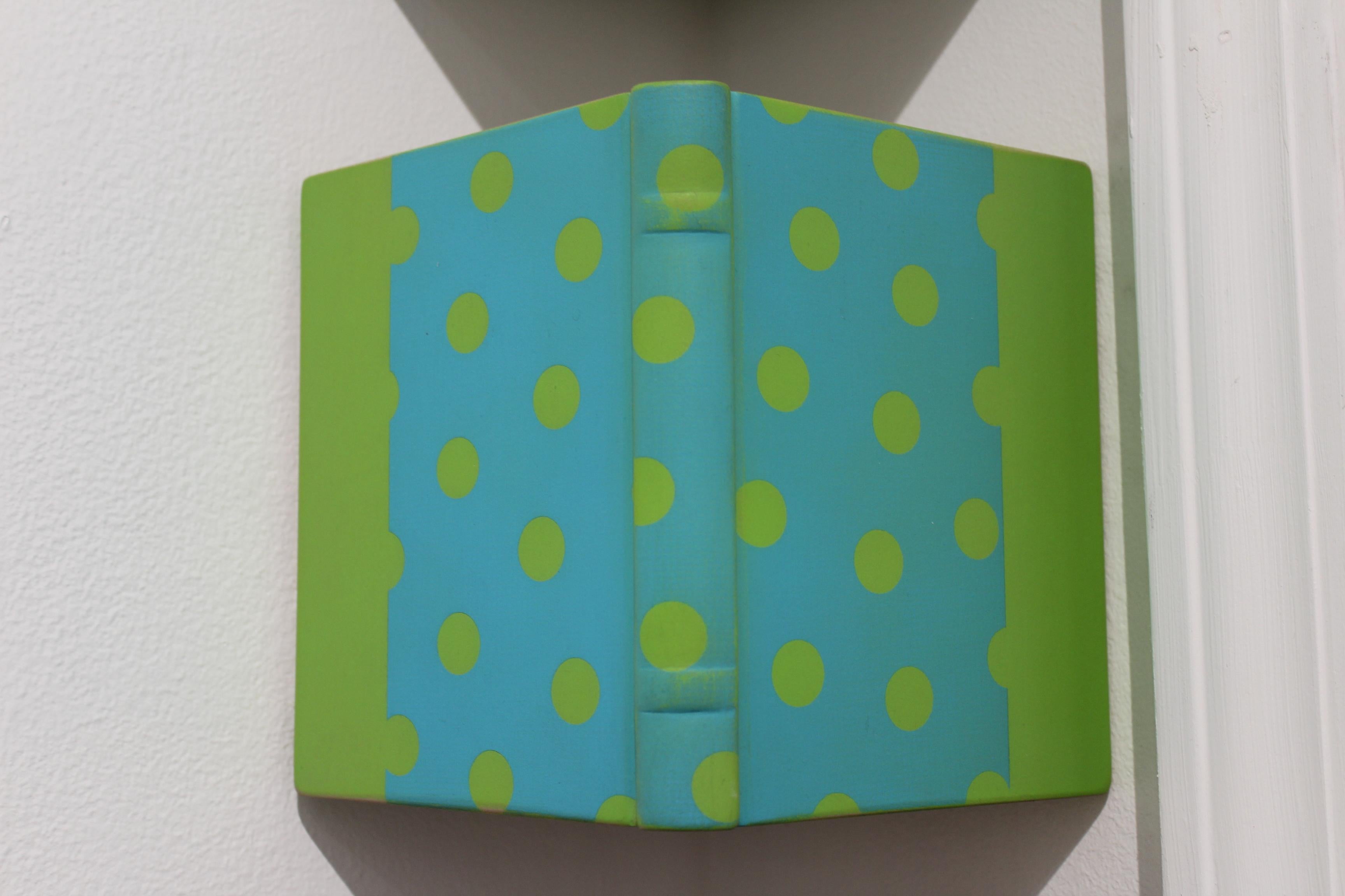 Sean O'Meallie Still-Life Sculpture - Book in the Corner: Green & Blue Polka Dot