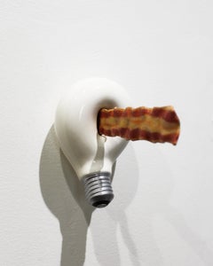 "Brite Idea: Light Where you Need It" original hand carved wooden sculpture