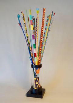 "Vase of Colorful Sticks" (LARGE) original hand carved wooden sculpture