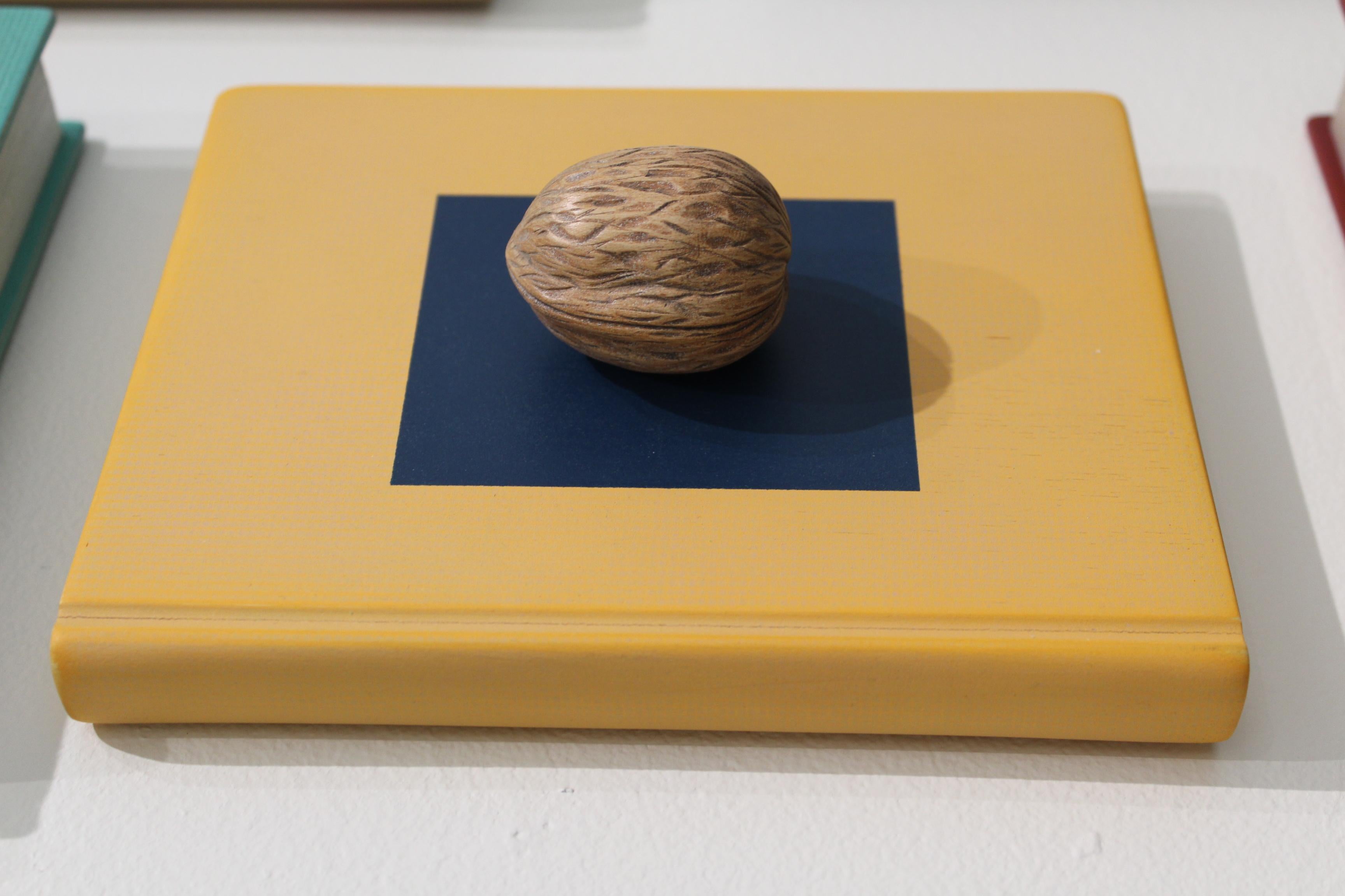 Illegible & Inedible (Books You Can't Read and Food You Can't Eat) ist eine neue Ausstellung mit Werken des Bildhauers Sean O'Meallie. Diese Serie von Skulpturen umfasst eine Wand aus Büchern und eine Wand aus Melonen, die alle aus Holz gefertigt
