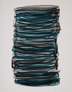 Coin Tower - iPhone drawing, pigment print, blue, black, tower