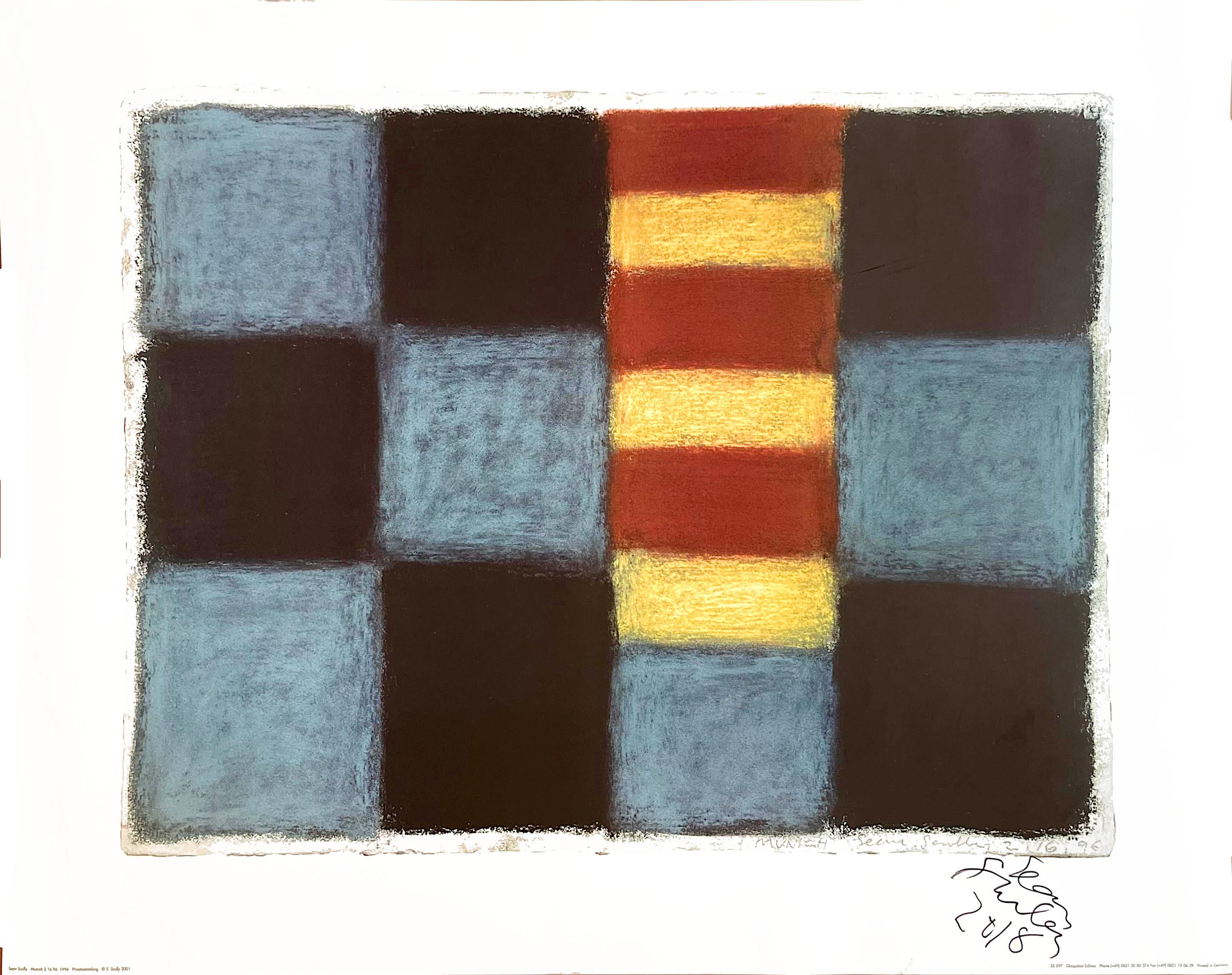 Sean Scully
Munich 1996 (Hand Signed), 2001
Offset Lithograph poster Hand signed and dated by Sean Scully in 2018
Boldly signed in black marker on the recto. Hand signed by Sean Scully in 2018.
27.5 inches (vertical)  x 35.5 inches